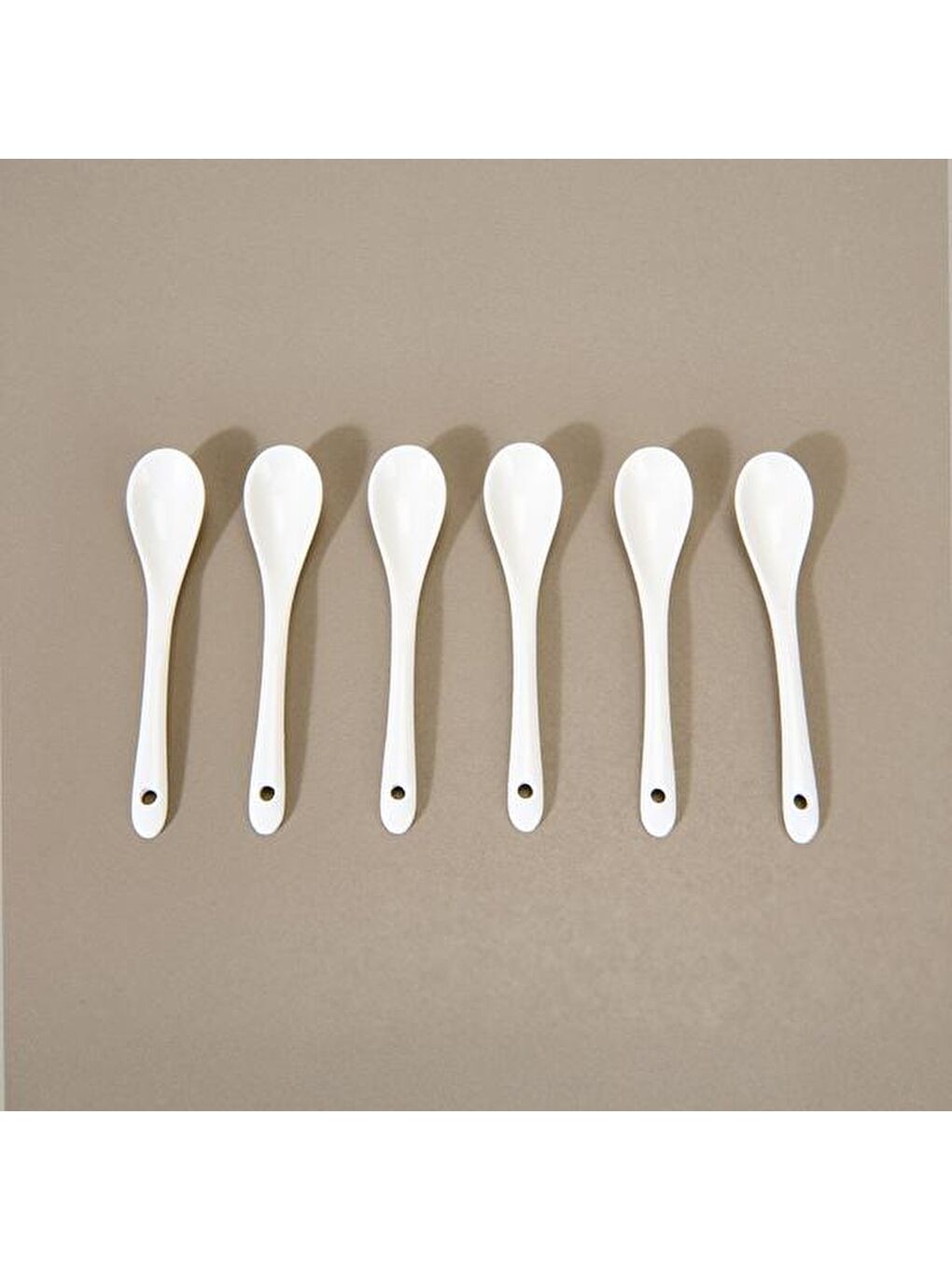 6'lı Kahve Kaşığı Seti - Beyaz - 12,5 cm-1