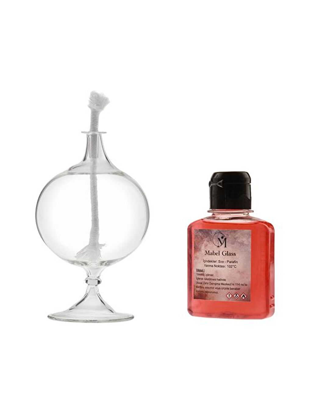 Küre Model Kısa Ayaklı Kandil - Kırmızı - 15x7x7 cm