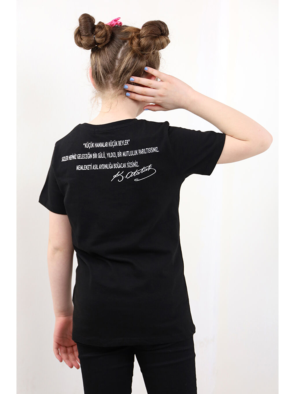 Siyah Unisex Çocuk 23 Nisan Baskılı Tişört-2