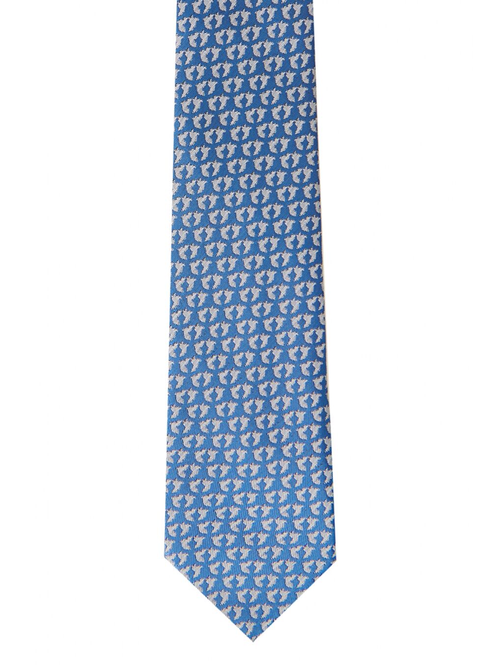 Erkek Mavi Desenli Klasik Su Geçirmez Nano Kravat-1