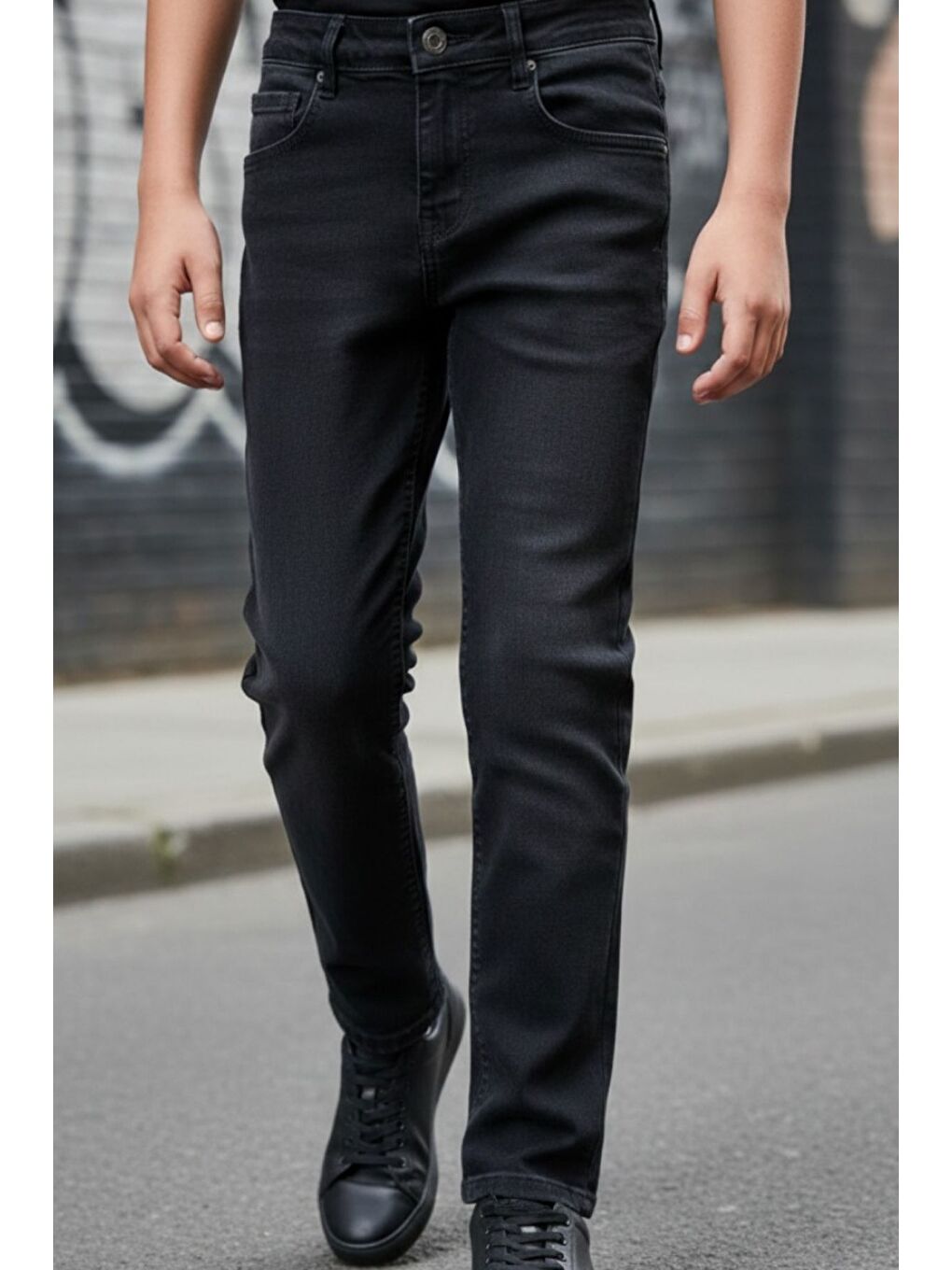 Siyah Erkek Çocuk  Elastanlı Jean Pantolon PNT3250
