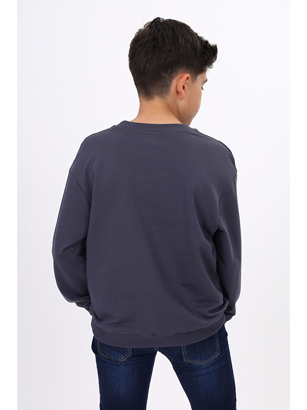 Gri Erkek Çocuk Baskılı Sweatshirt-3