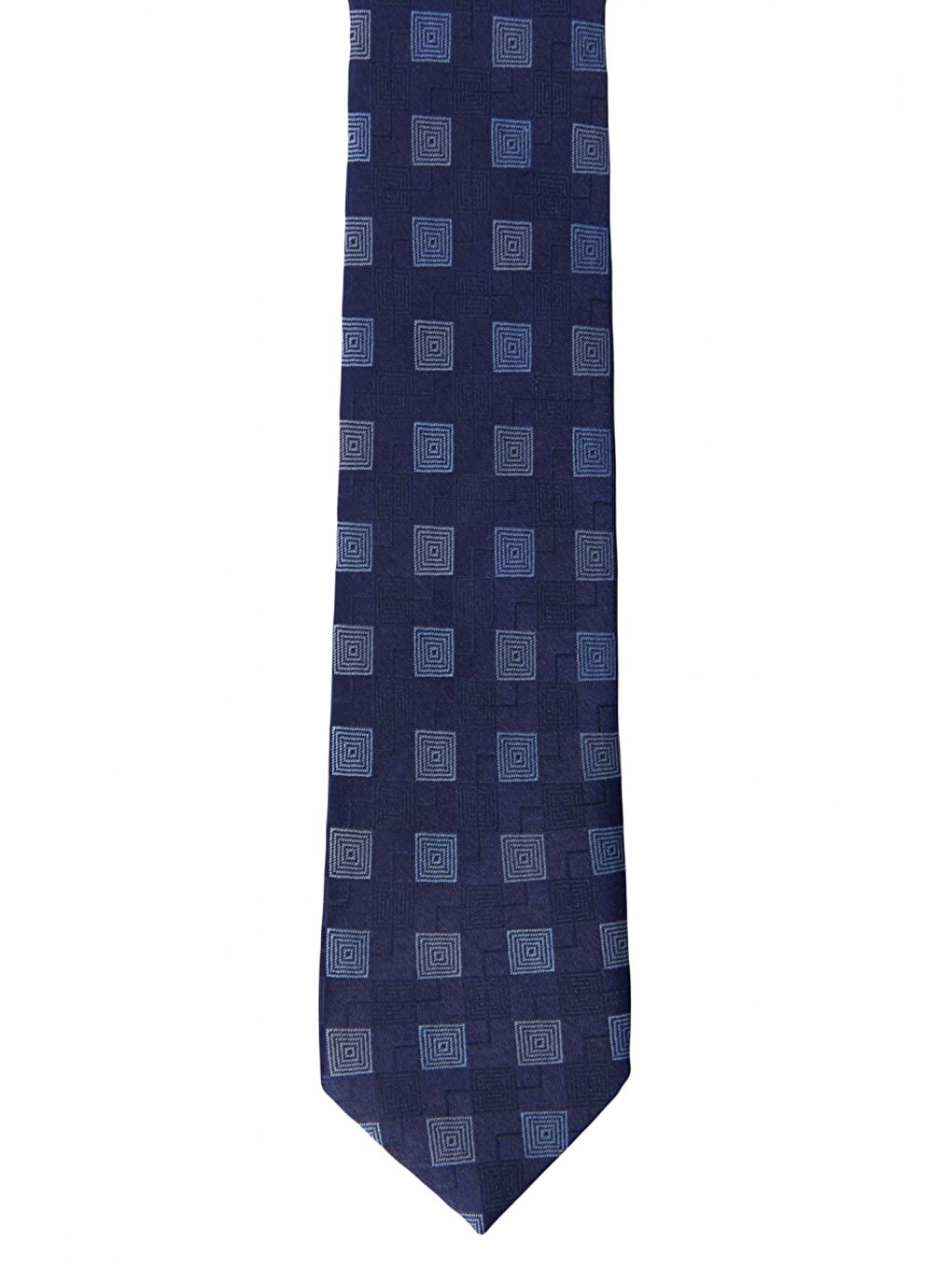 Erkek Lacivert-Mavi Desenli Klasik Nano Kravat-1