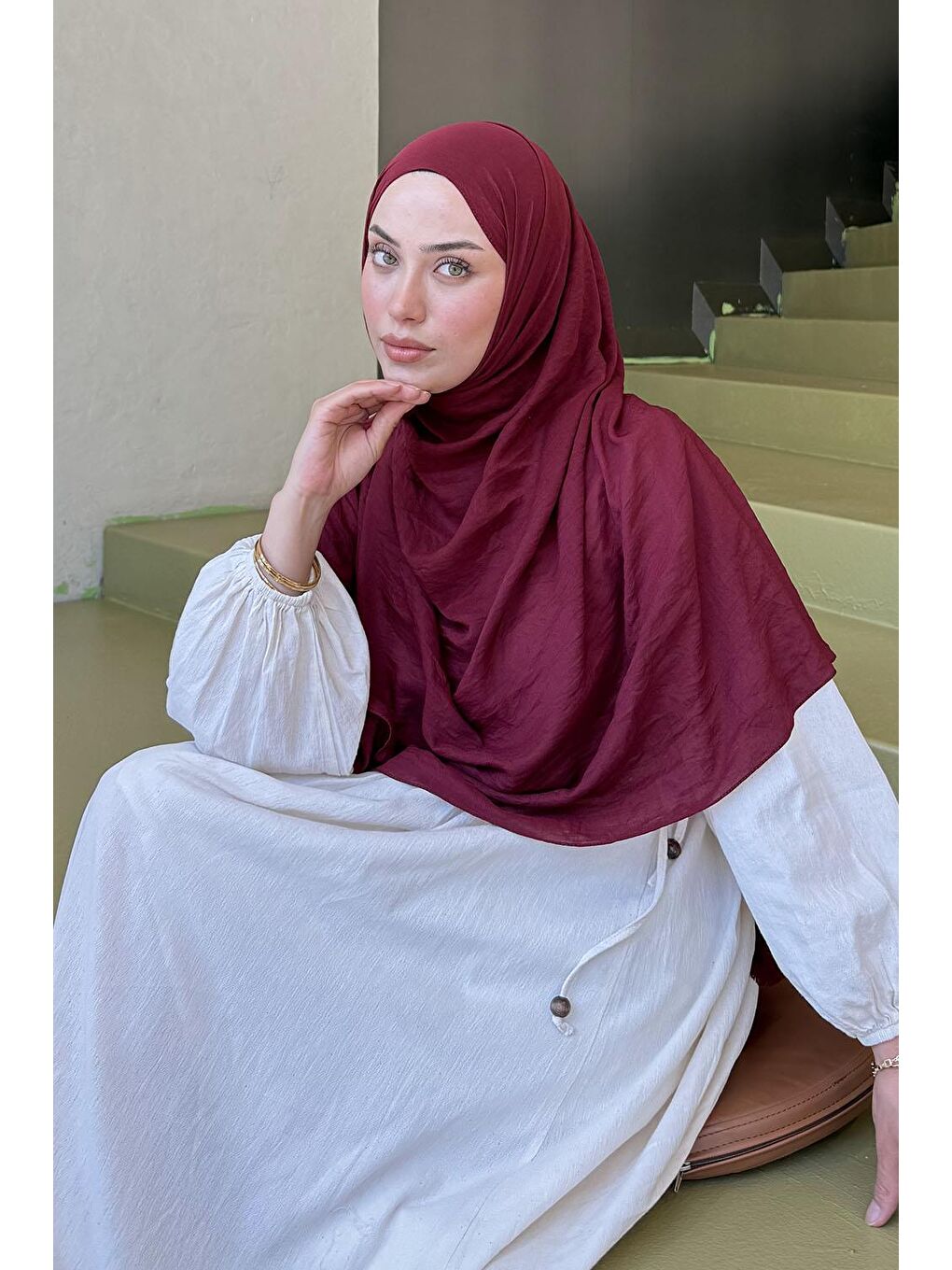 Organic Premium Şal Bordo