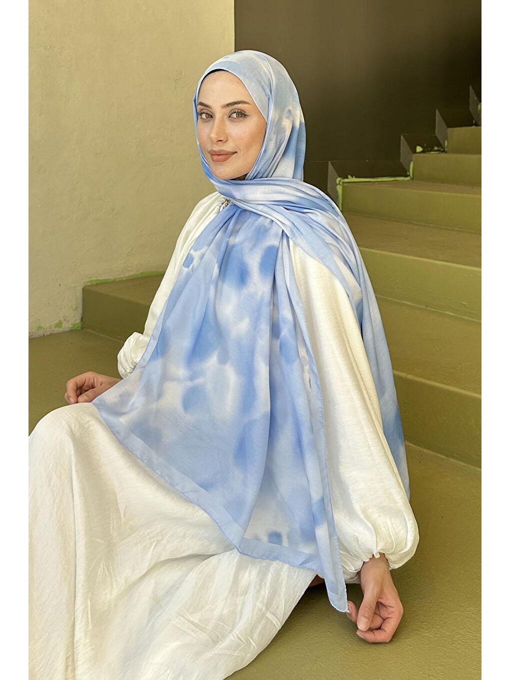 Batik Desen Soft Şal Bebe Mavisi-1