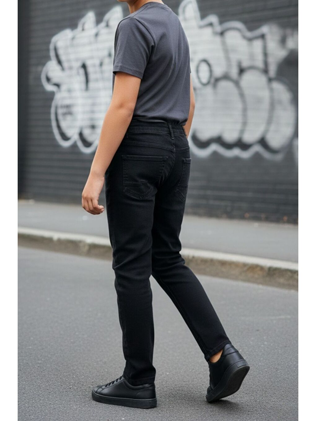 Siyah Erkek Çocuk  Elastanlı Jean Pantolon PNT3250-6