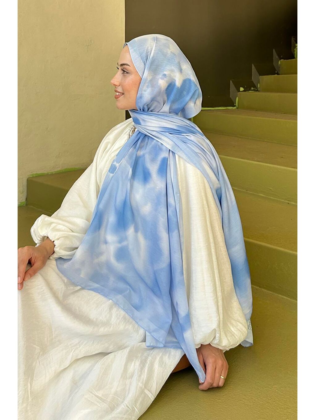 Batik Desen Soft Şal Bebe Mavisi-3