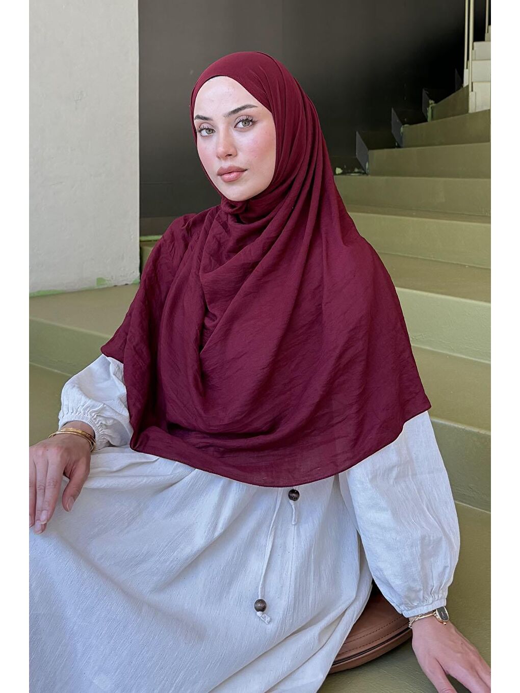 Organic Premium Şal Bordo-1