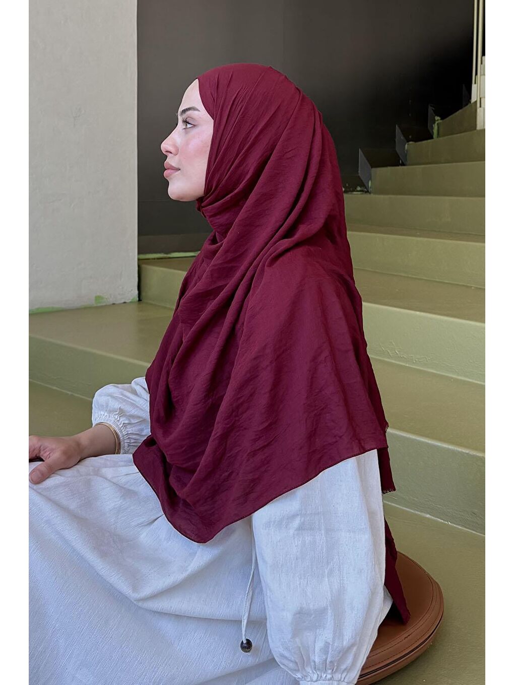 Organic Premium Şal Bordo-3