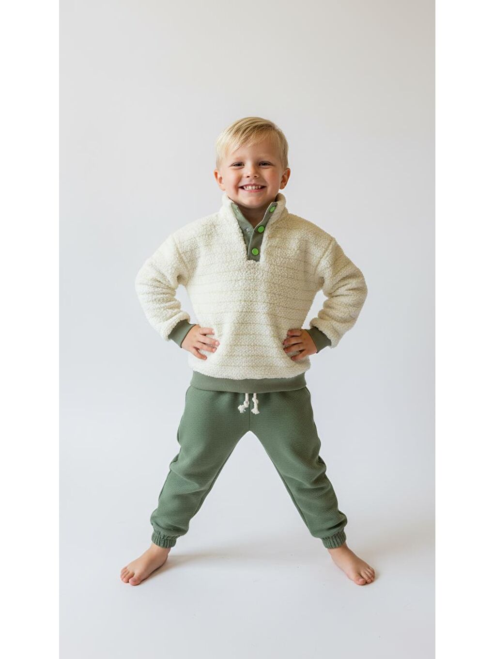 Haki Çıtçıtlı Polar 3lü Takım-2