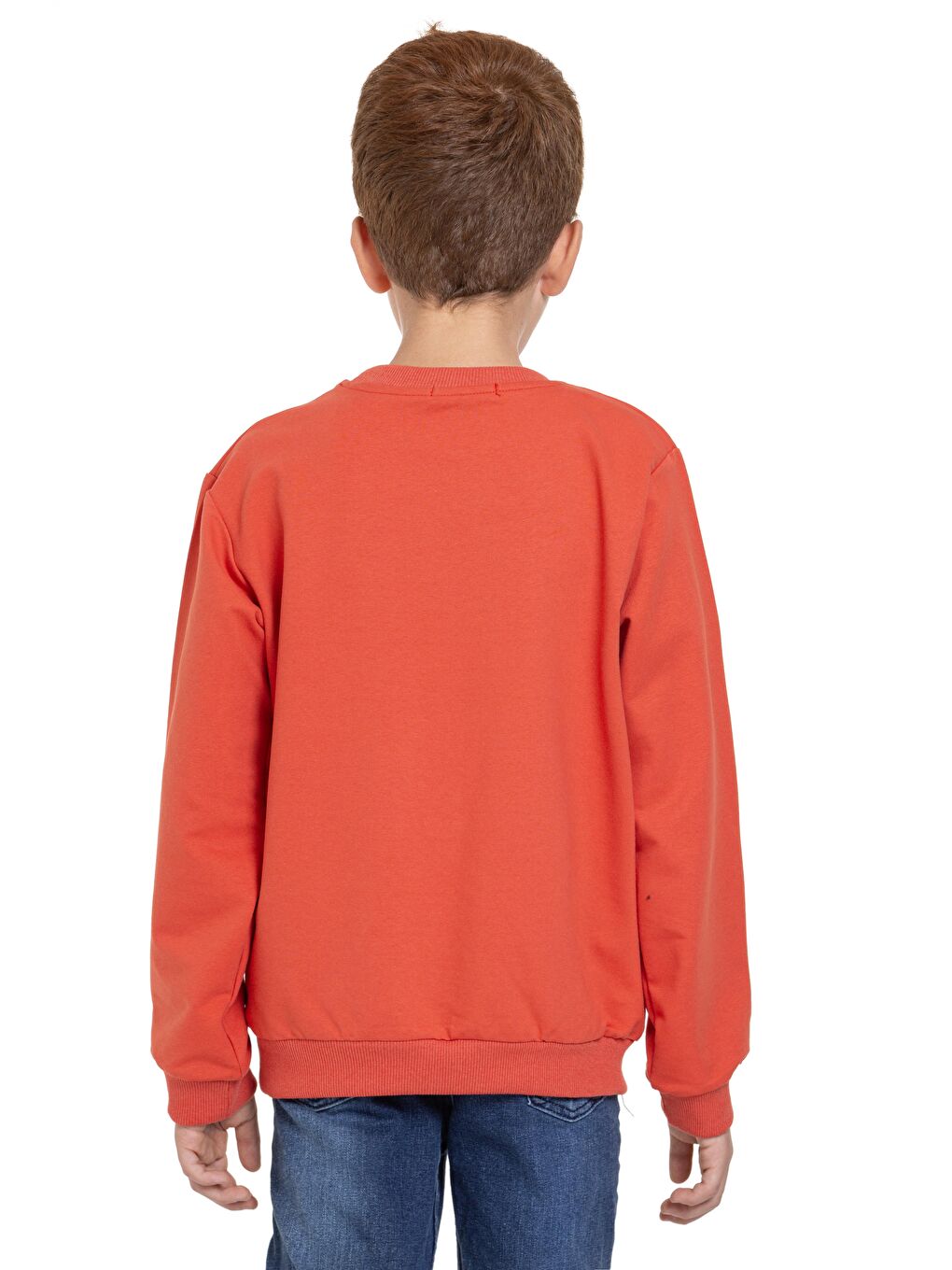 Zepkids Kahverengi Bisiklet Yaka Araba Baskılı Kiremit Renk Erkek Çocuk Sweatshirt - 7