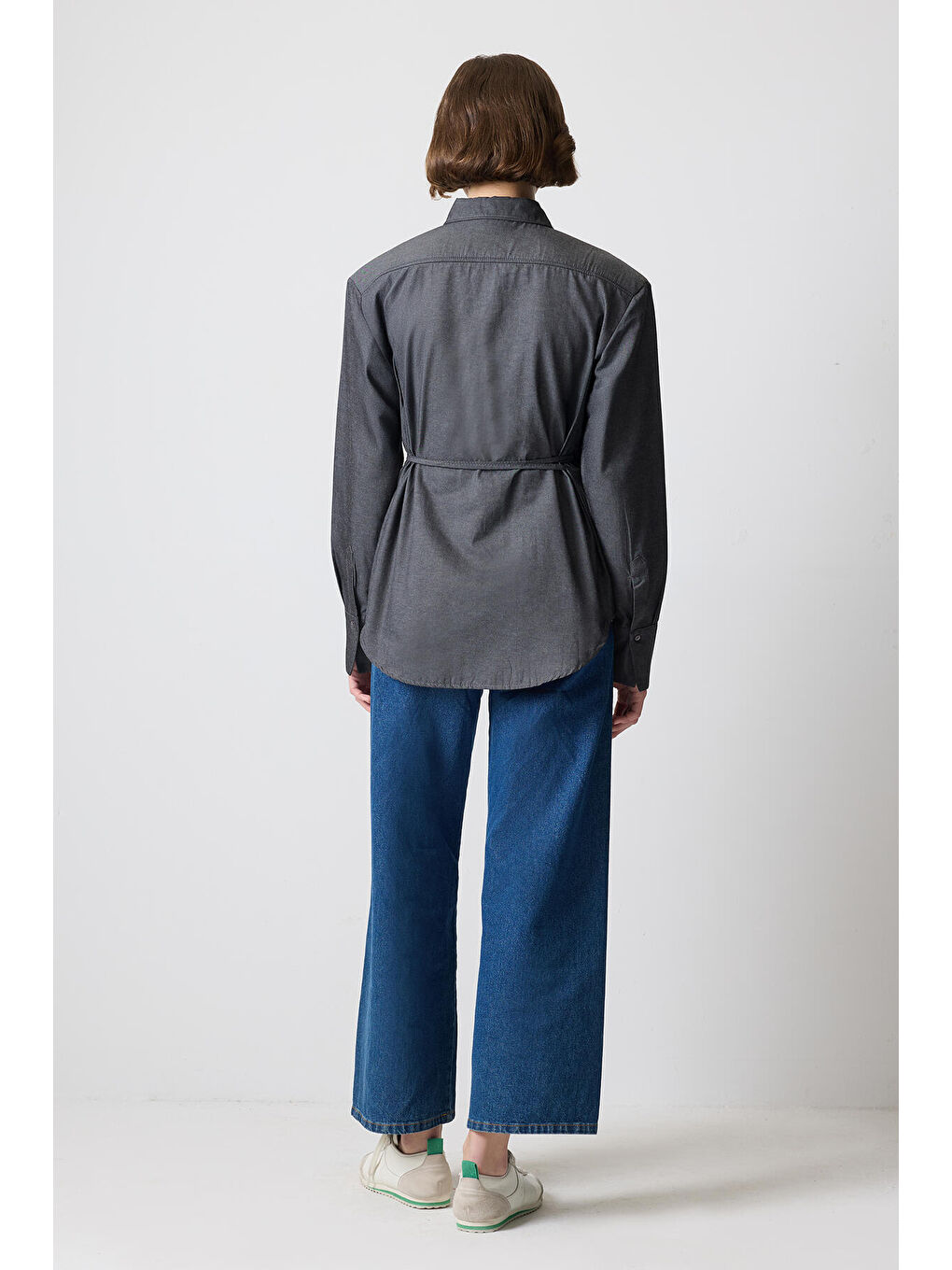 Antrasit Biye Kemerli Vatkalı Gömlek-3