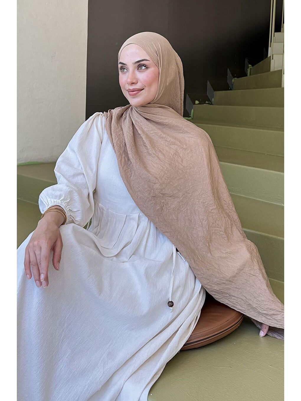 Kahverengi Organic Premium Şal Camel-2