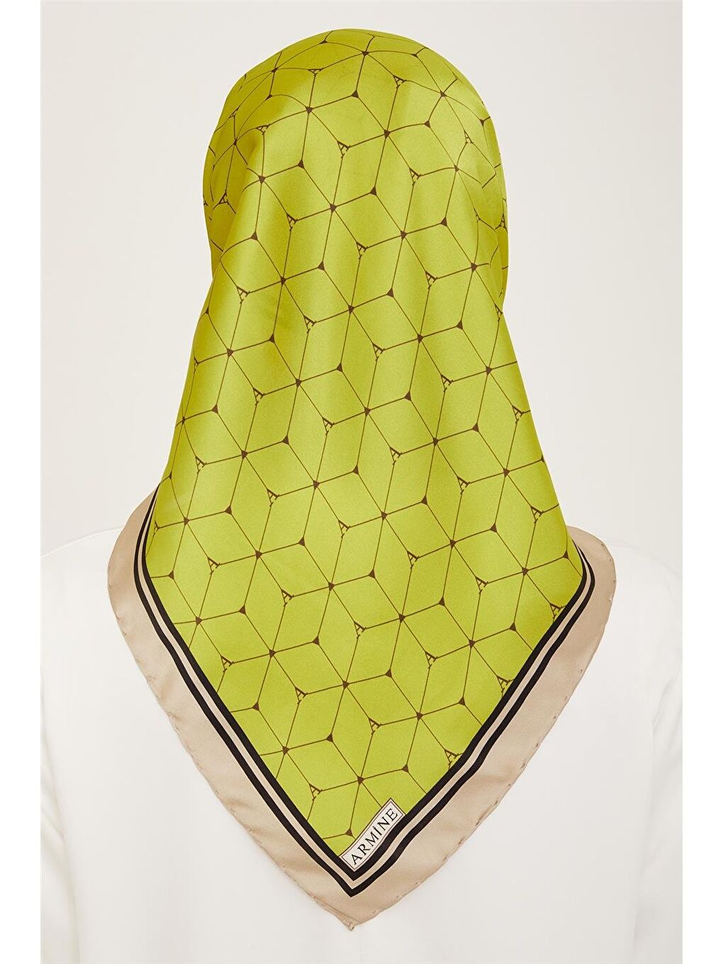 Yeşil Monogram Desenli Sura İpek Eşarp 24Ya9166 85 31-3