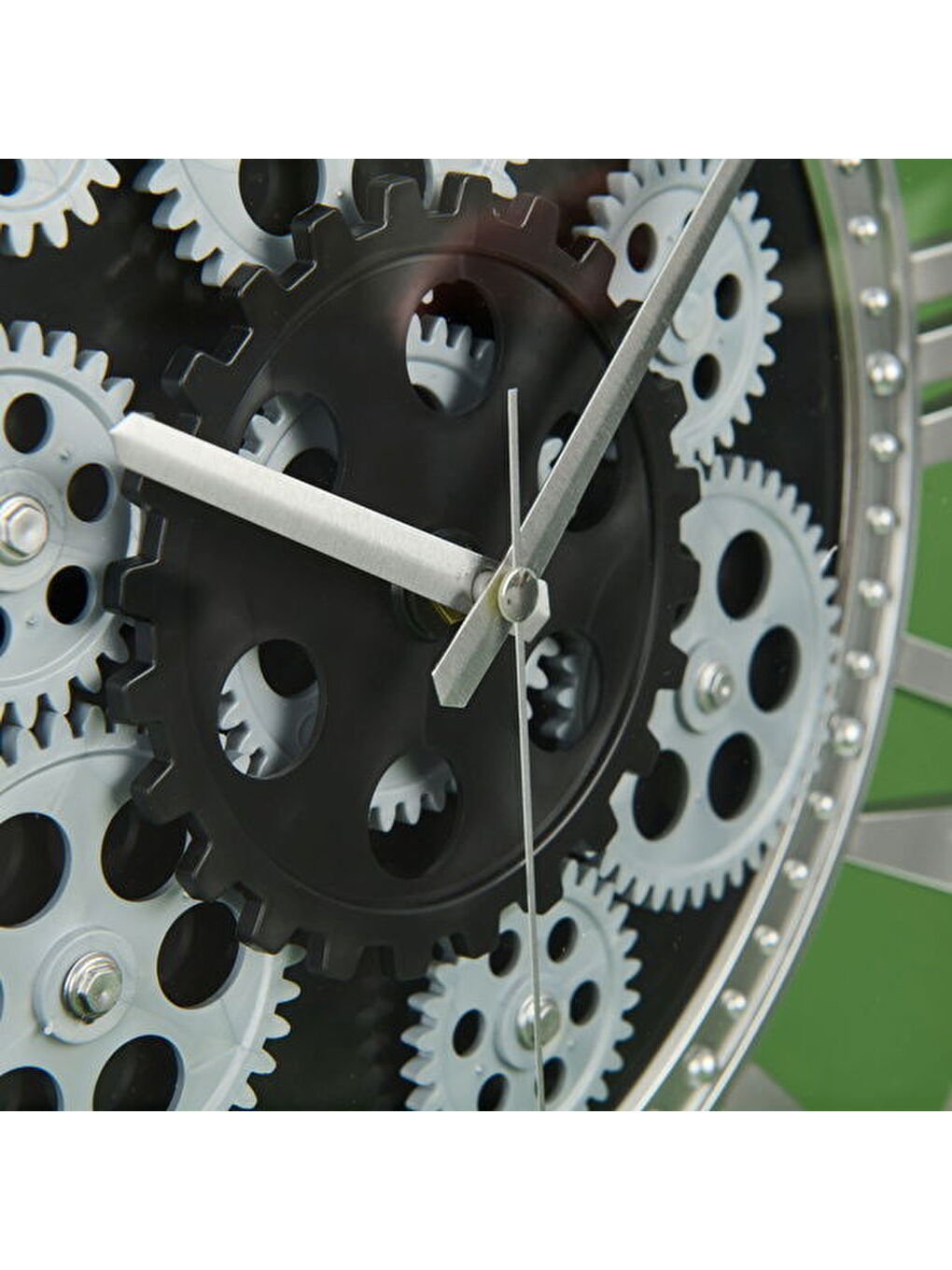 Çarklı Duvar Saati - Siyah / Gri - 50 cm-2