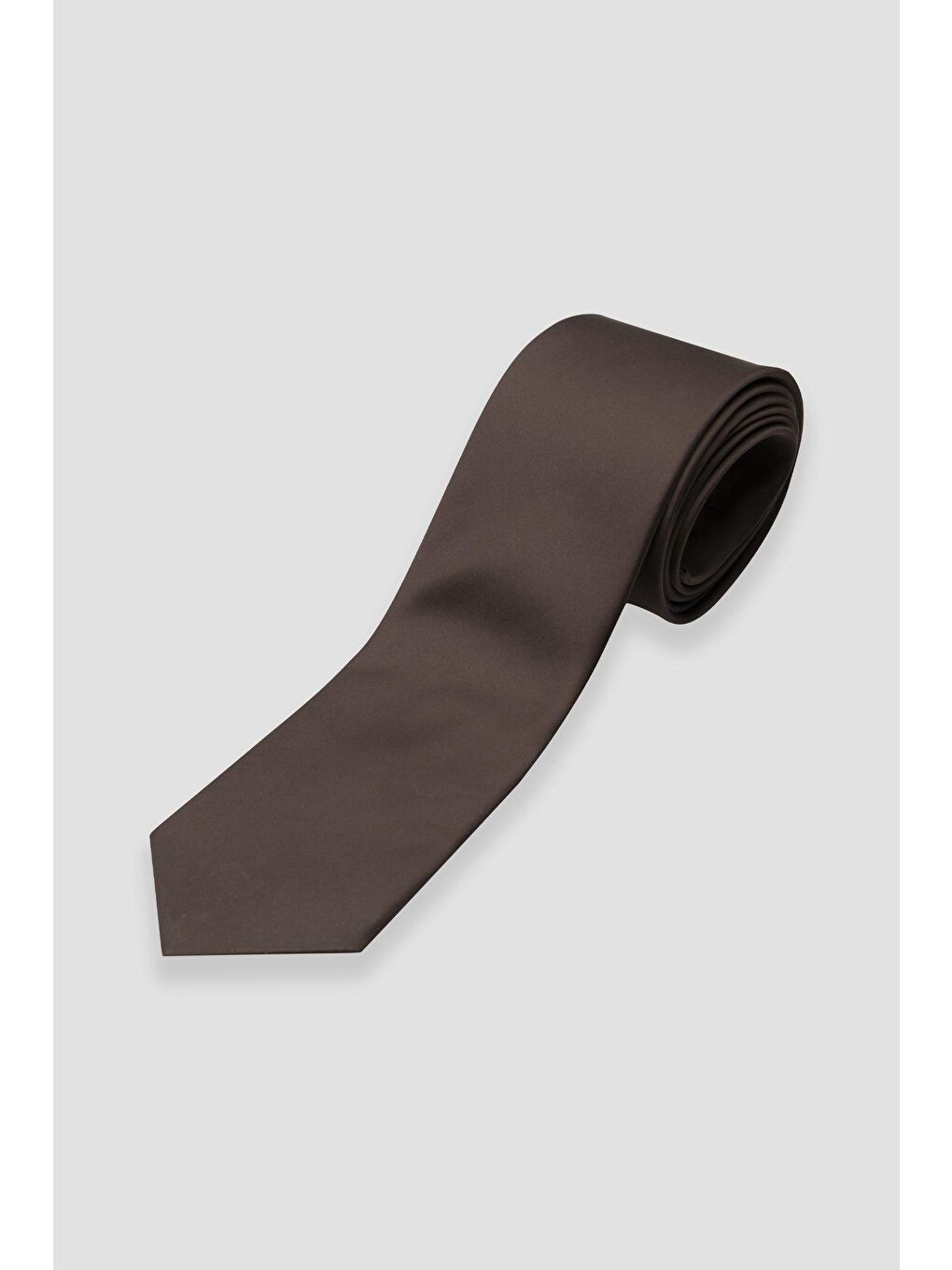 Kravat 8 Cm Mikrofiber Polyester Kahverengi Erkek Düz Kravat