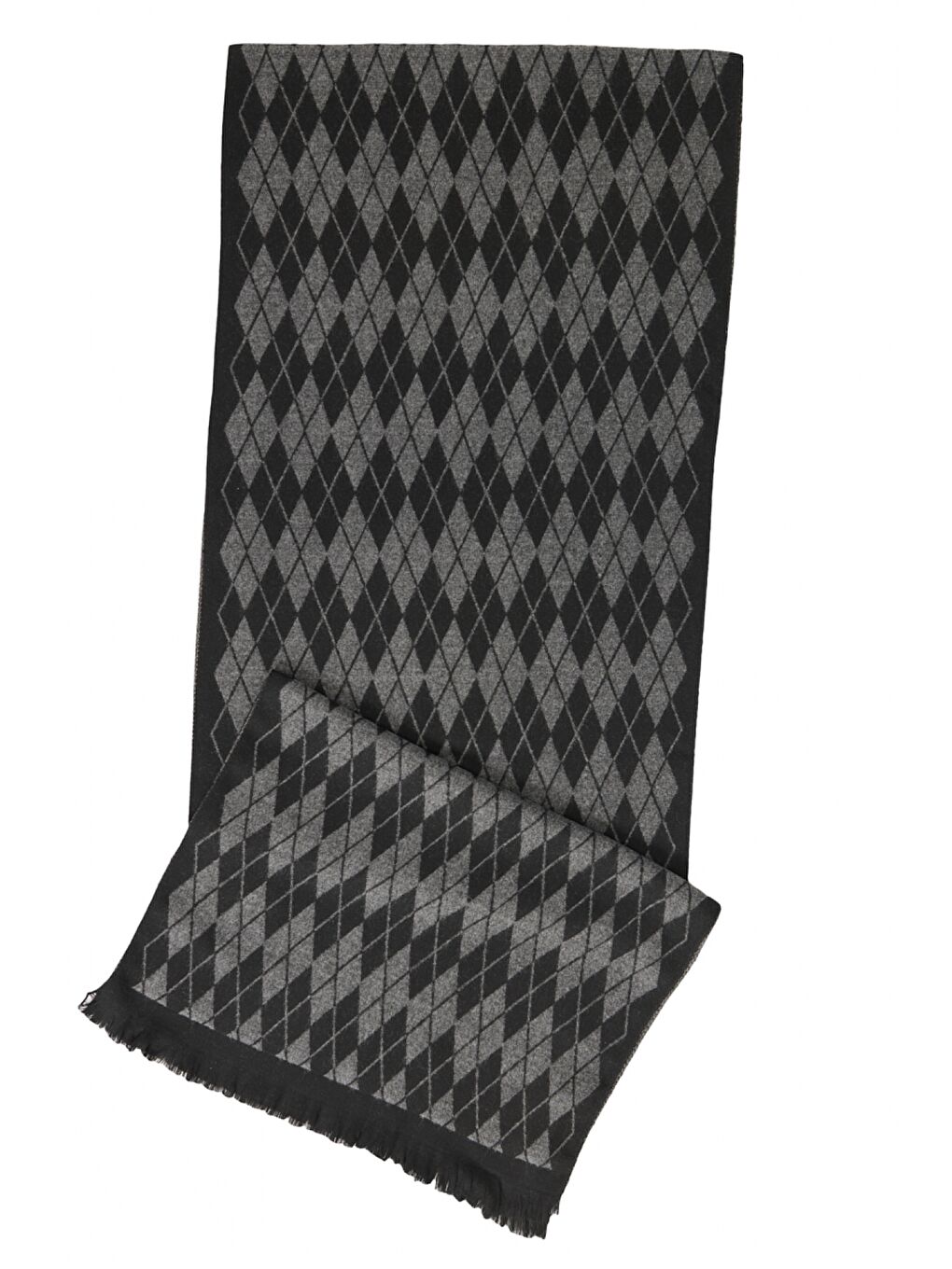 Erkek Siyah-Gri Gri-Siyah Desenli Örme Atkı