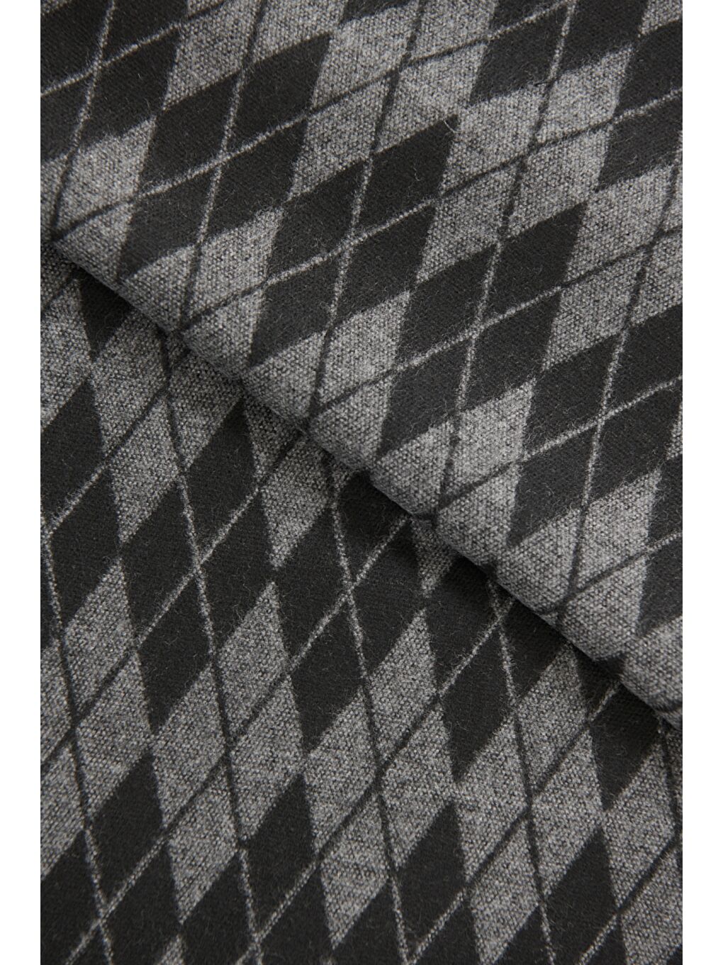 Erkek Siyah-Gri Gri-Siyah Desenli Örme Atkı-1