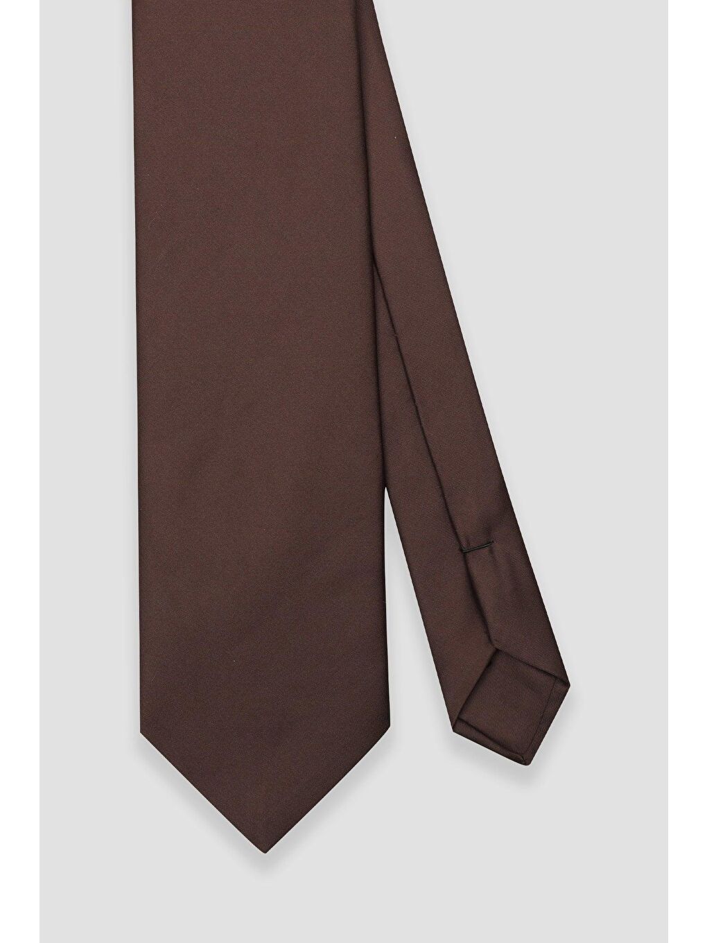 Kravat 8 Cm Mikrofiber Polyester Kahverengi Erkek Düz Kravat-1