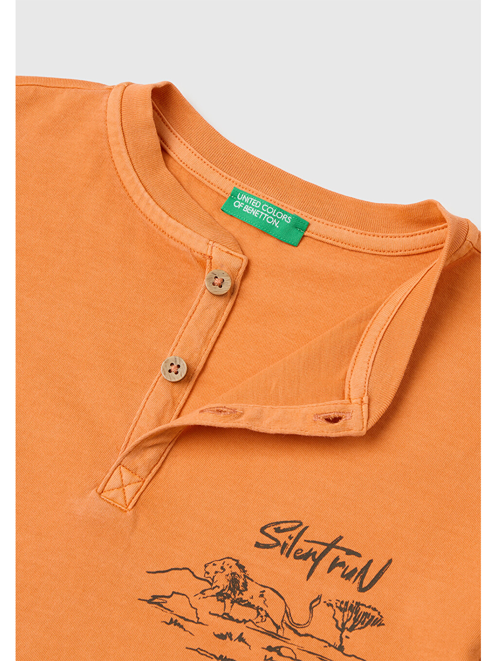Erkek Çocuk Turuncu İşleme Detaylı Yuvarlak Yaka T-Shirt-2
