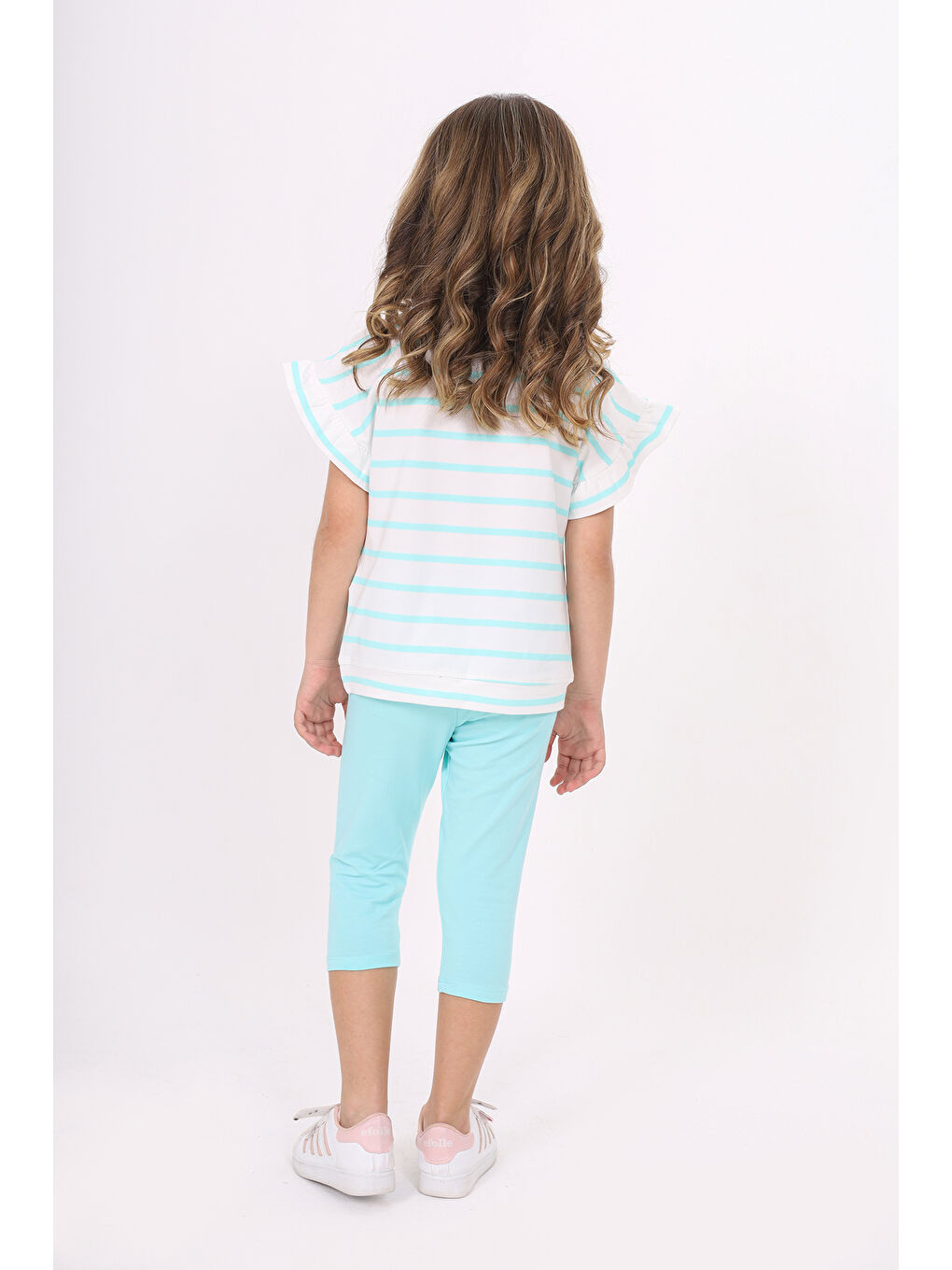 Turkuaz Kız Çocuk Baskılı Kaprili Takım-3