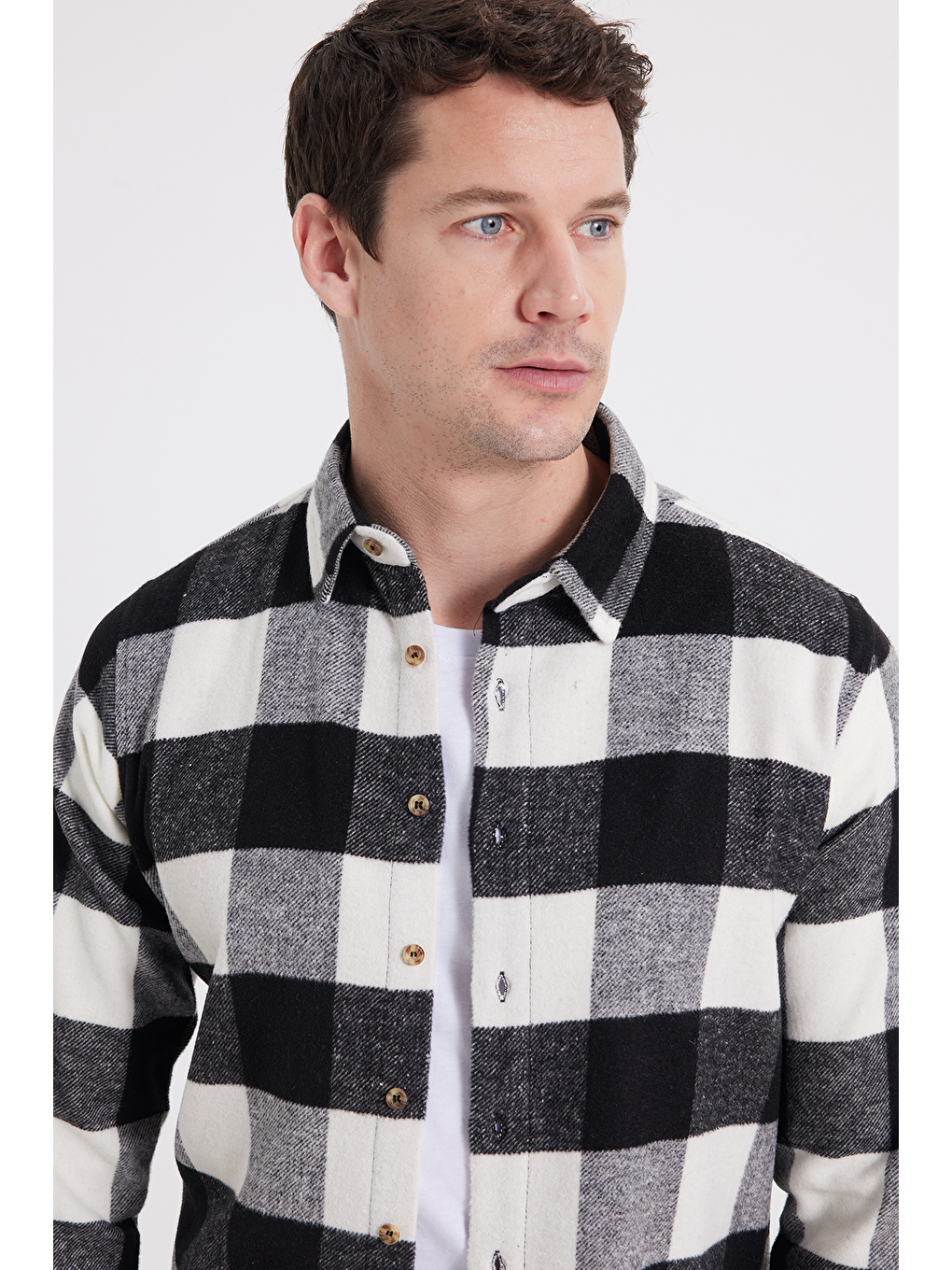 Karışık Erkek Slim Fit Dar Kesim Kareli Kışlık Oduncu Gömlek-1