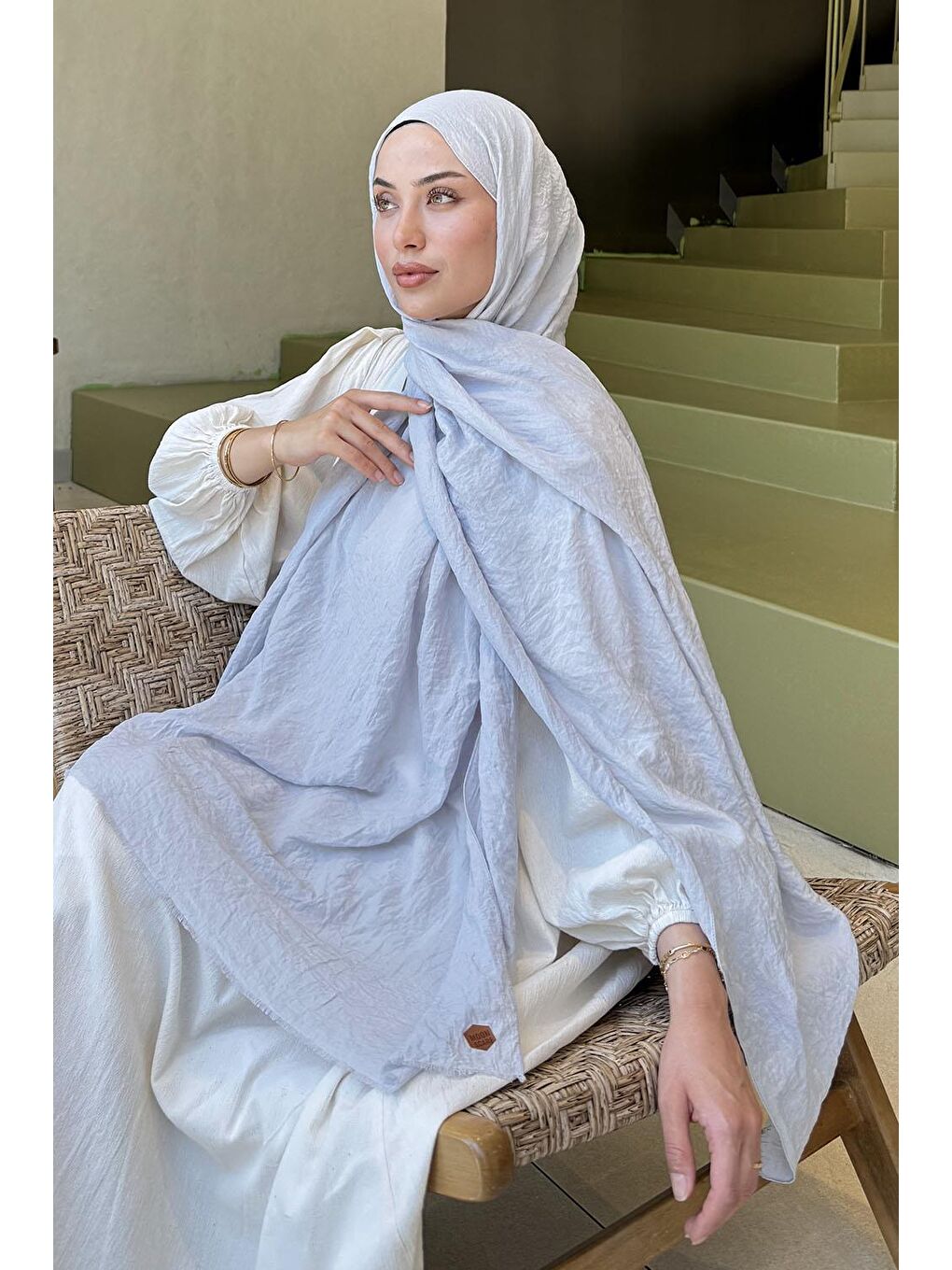 Organic Premium Şal Gümüş Gri-1