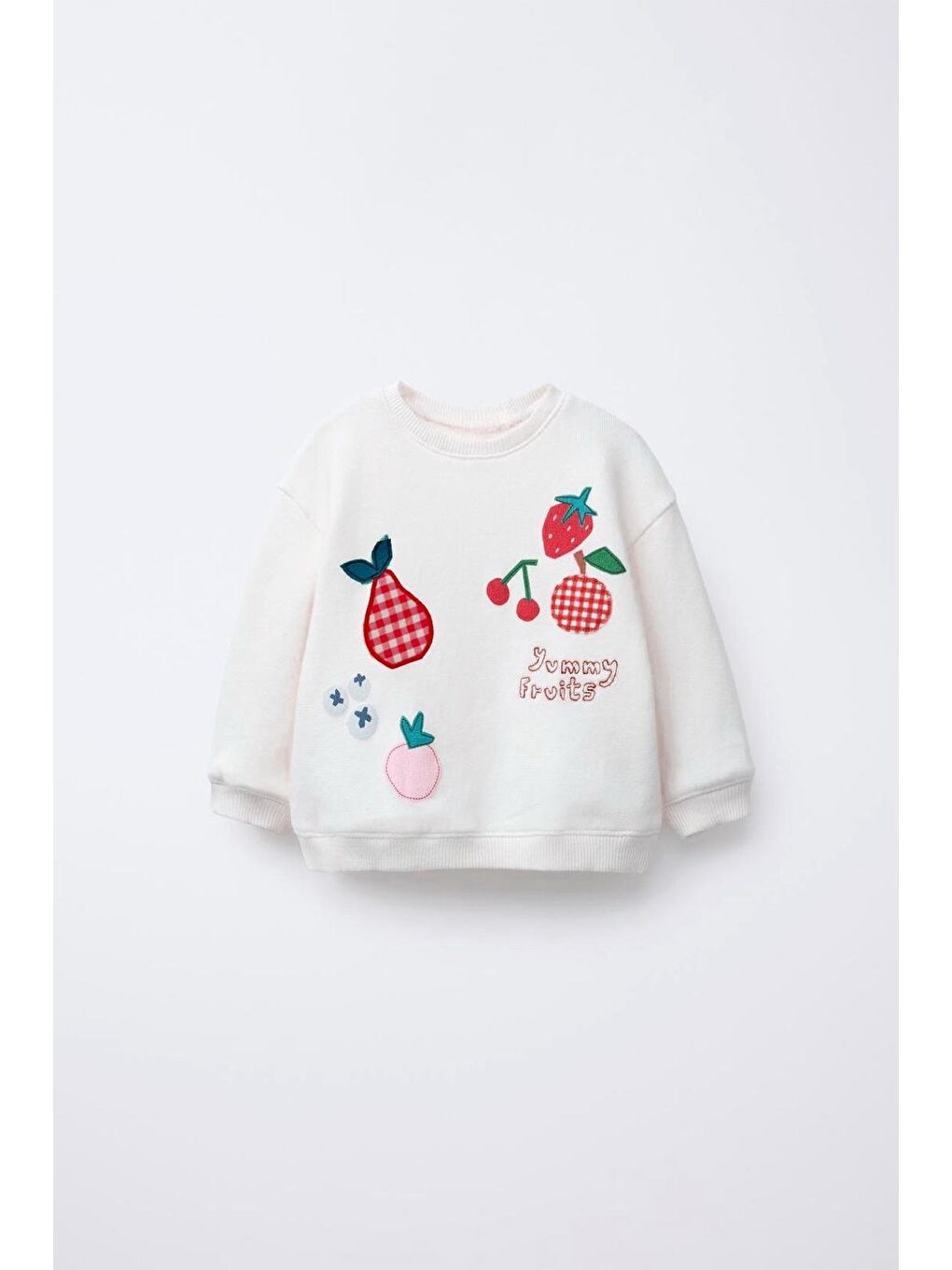 Karışık Kız Çocuk Pamuklu Ekru Yummy Fruits Sweatshirt Ve Pembe Fiyonklu Pantolon Takım - Alt Üst Takım-1
