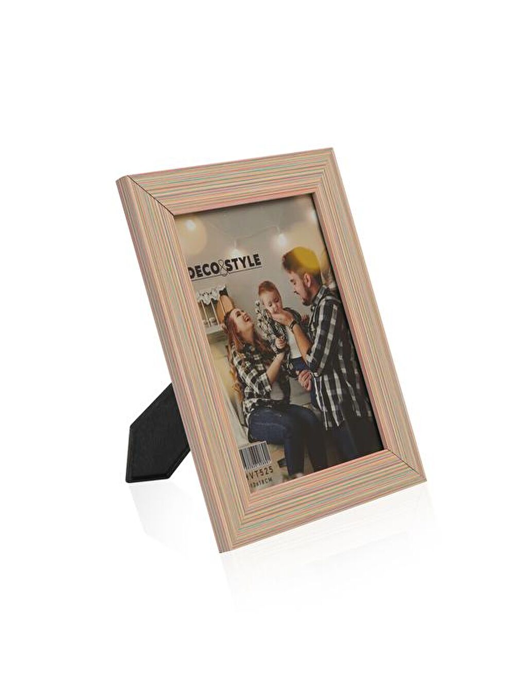 Çizgili Fotoğraf Çerçevesi - Pembe - 13x18 cm-1