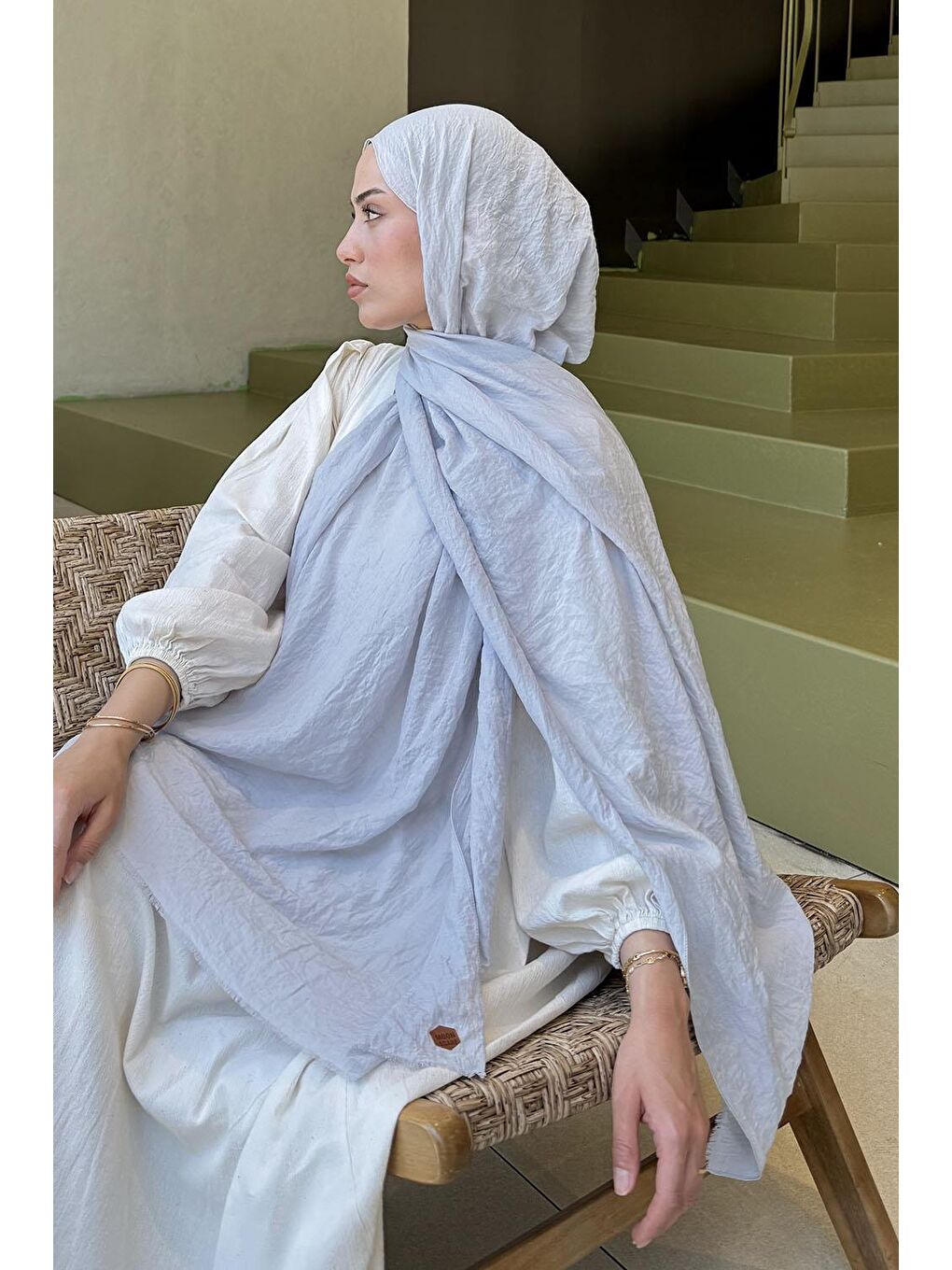 Organic Premium Şal Gümüş Gri-2