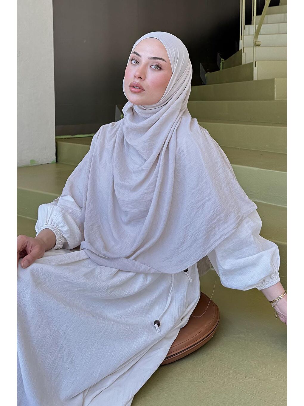 Bej Organic Premium Şal Taş