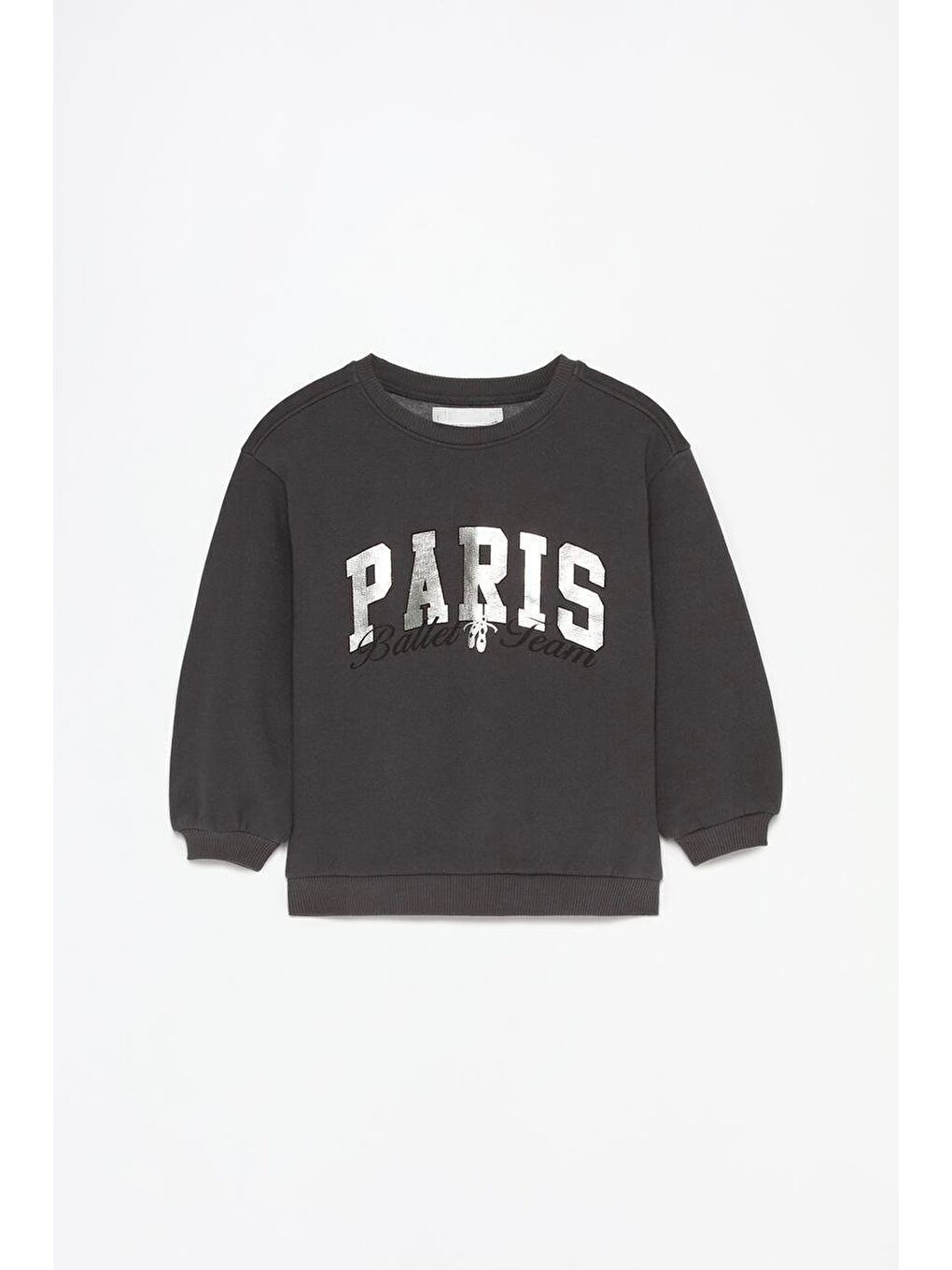 Kız Çocuk Pamuklu Siyah Ballet Team Yazılı Eşofman Takımı - Sweatshirt Ve Alt Üst Takım-1