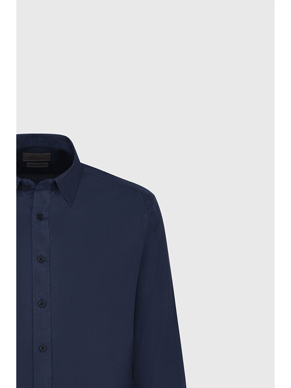 Erkek Lacivert %100 Pamuk Slim Fit Dar Kesim Düğmeli Yaka Flanel Gömlek-6