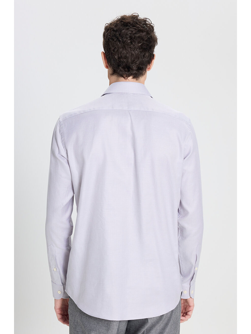 Erkek Gri-Beyaz %100 Pamuk Slim Fit Dar Kesim Klasik Yaka Kareli Gömlek-5