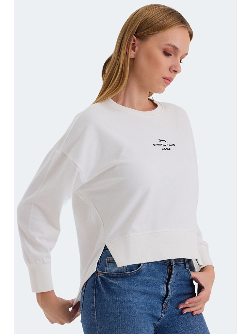 SLAZENGER VITAL OVERSIZE Kadın Sweatshirt Beyaz - 3