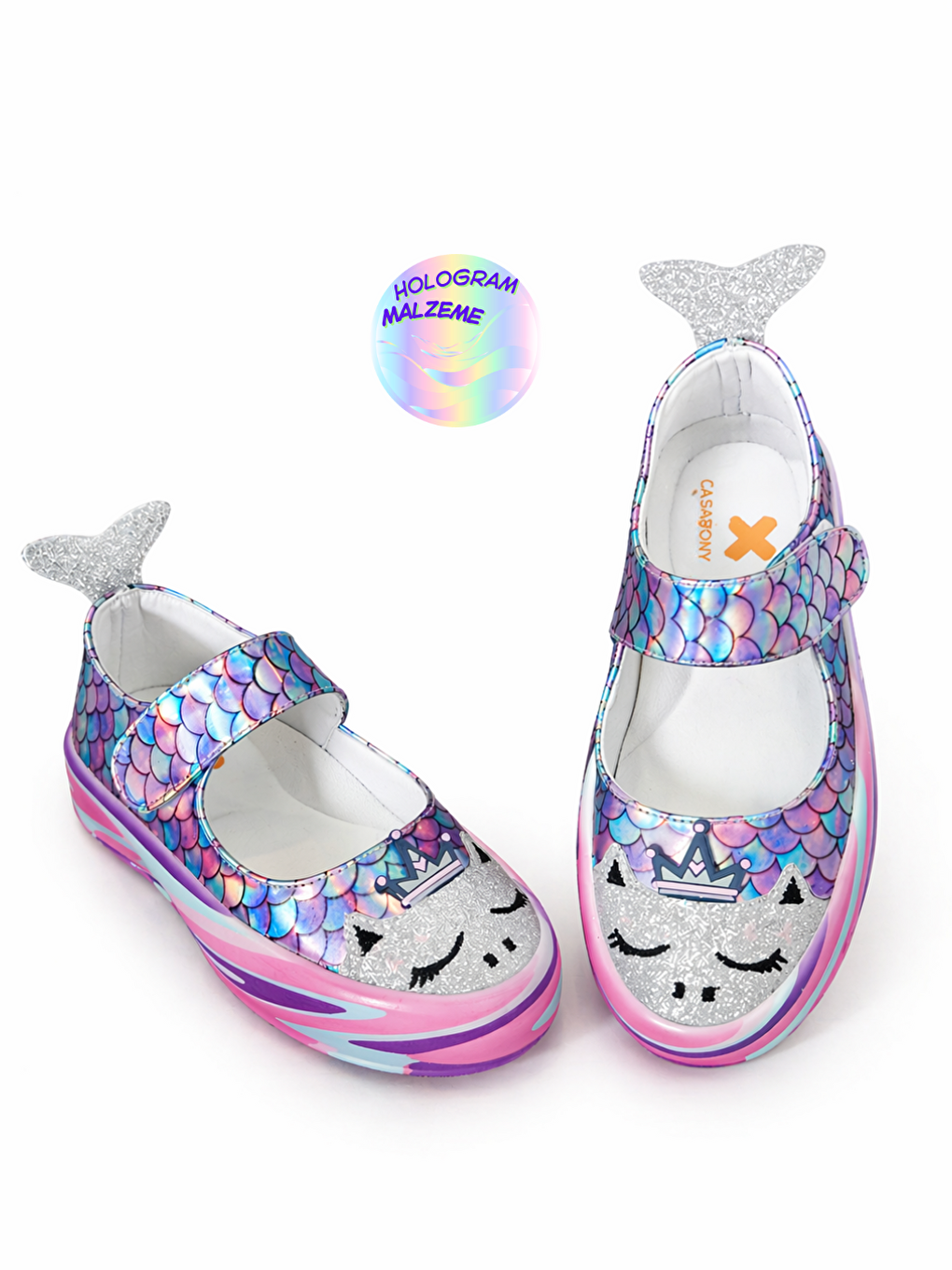 Lacivert Denizkızı Prenses Kız Çocuk Hologram Babet