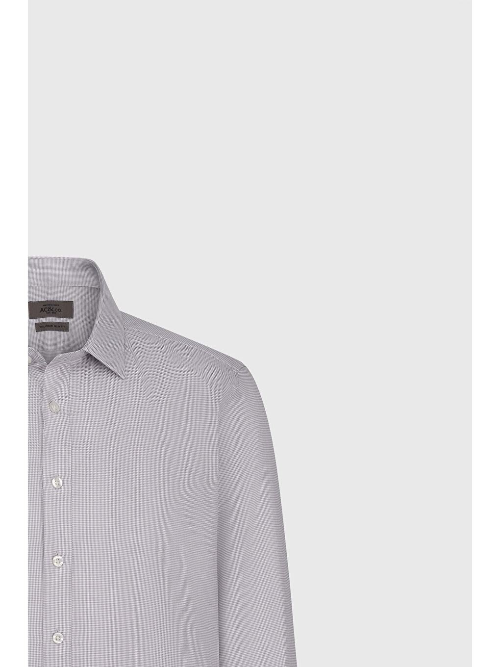 Erkek Gri-Beyaz %100 Pamuk Slim Fit Dar Kesim Klasik Yaka Kareli Gömlek-7
