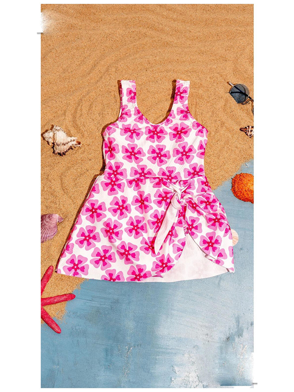 Pembe Çiçek Desenli Kız Çocuk Mayo 4401