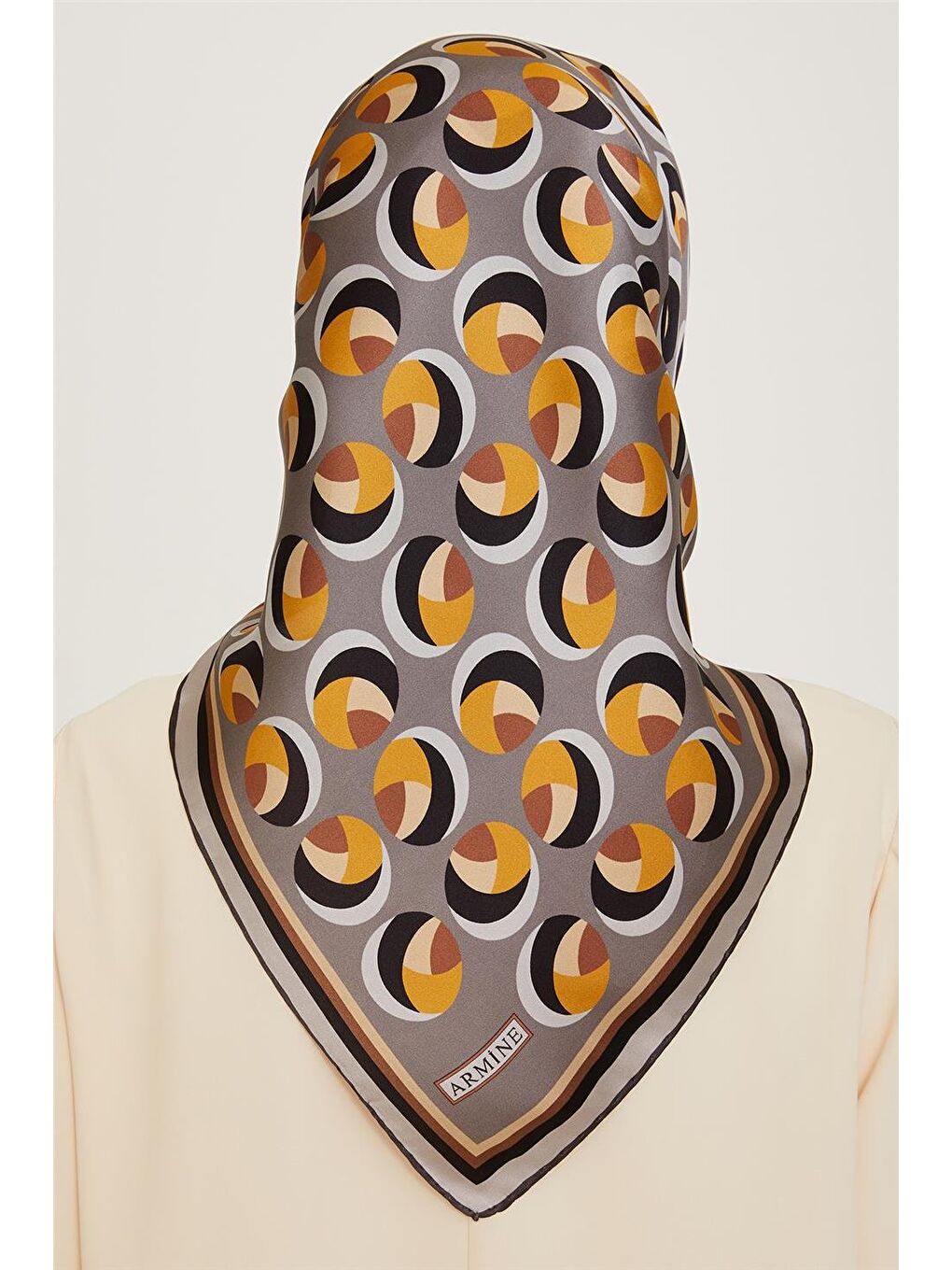 Karışık Geometrik Desenli Twill Saf İpek Eşarp 9219D 36-3