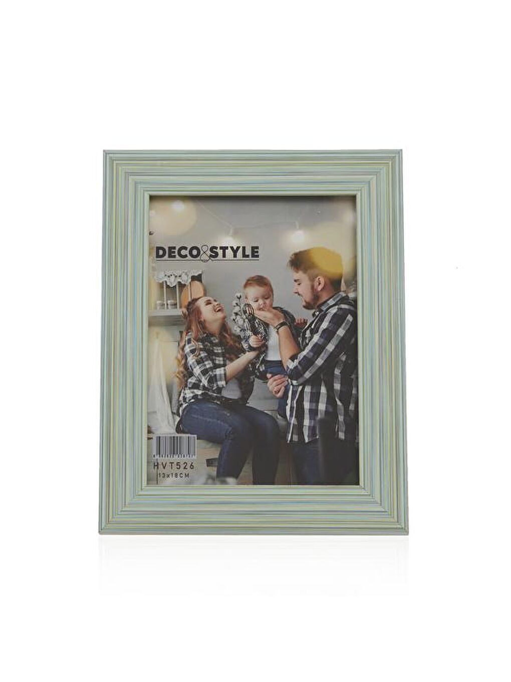 Çizgili Fotoğraf Çerçevesi - Mavi - 13x18 cm