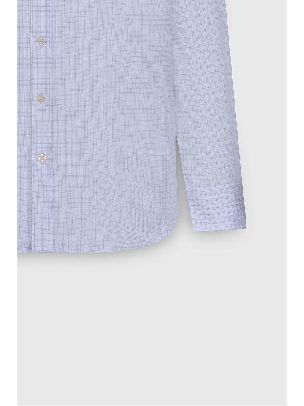 Erkek Mavi-Beyaz %100 Pamuk Comfort Fit Rahat Kesim Gizli Düğmeli Yaka Kareli Gömlek-6