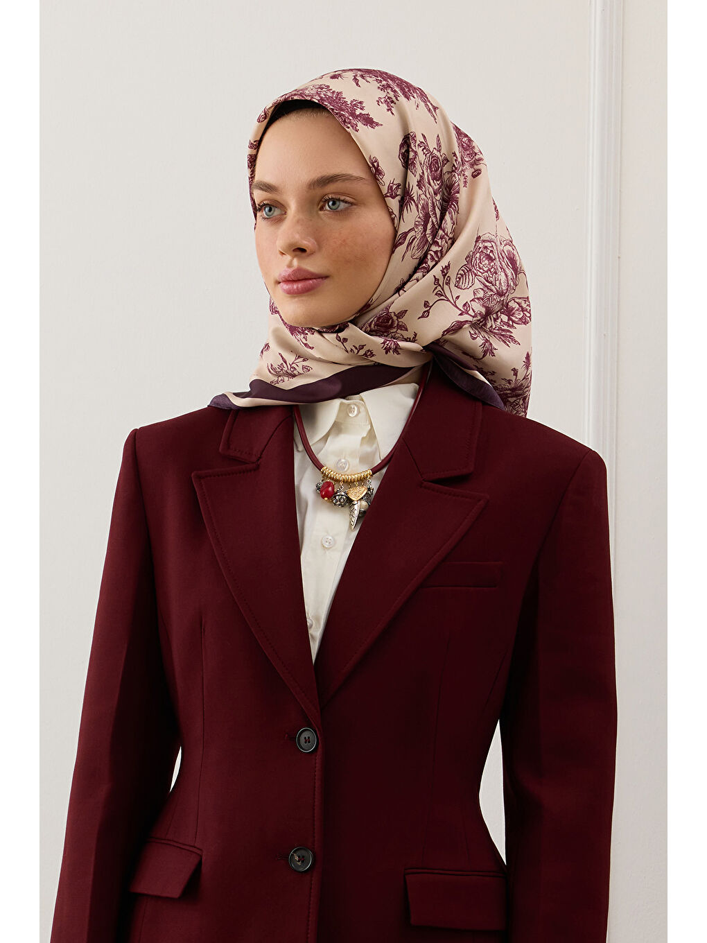 Twill İpek Eşarp Eva Bordo-3