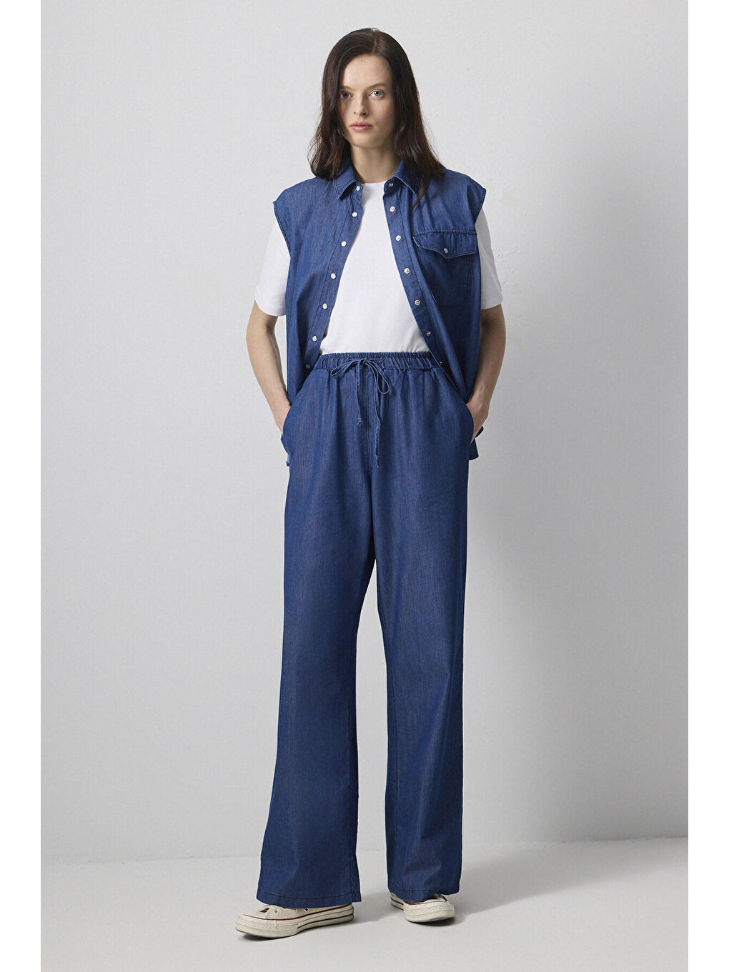 Mavi Denim Efektli Bol Paça Pantolon