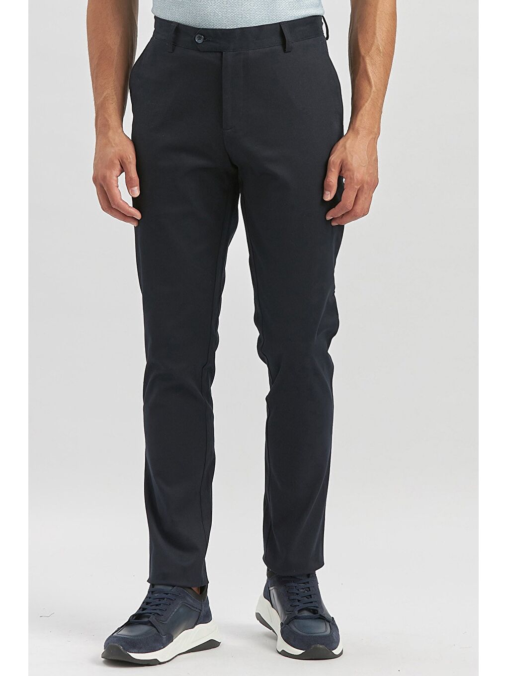 Koyu Lacivert Pamuklu Yandan Cepli Casual Slim Fit Chino Pantolon 1003240905-3