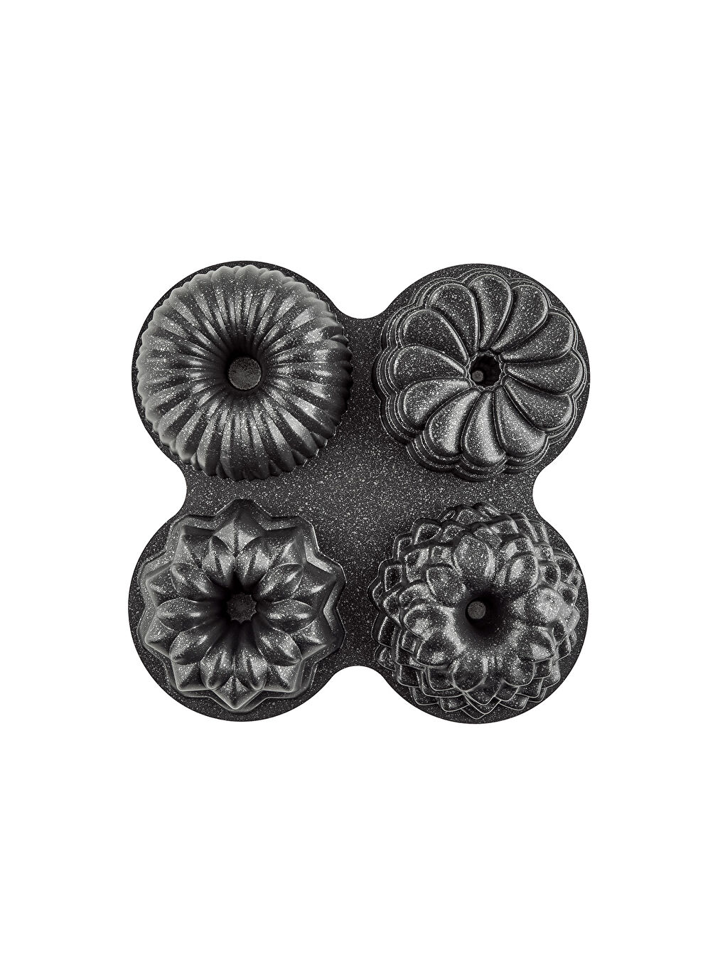 Gri Elisa Siyah 4'lü Döküm Kek Kalıbı-1