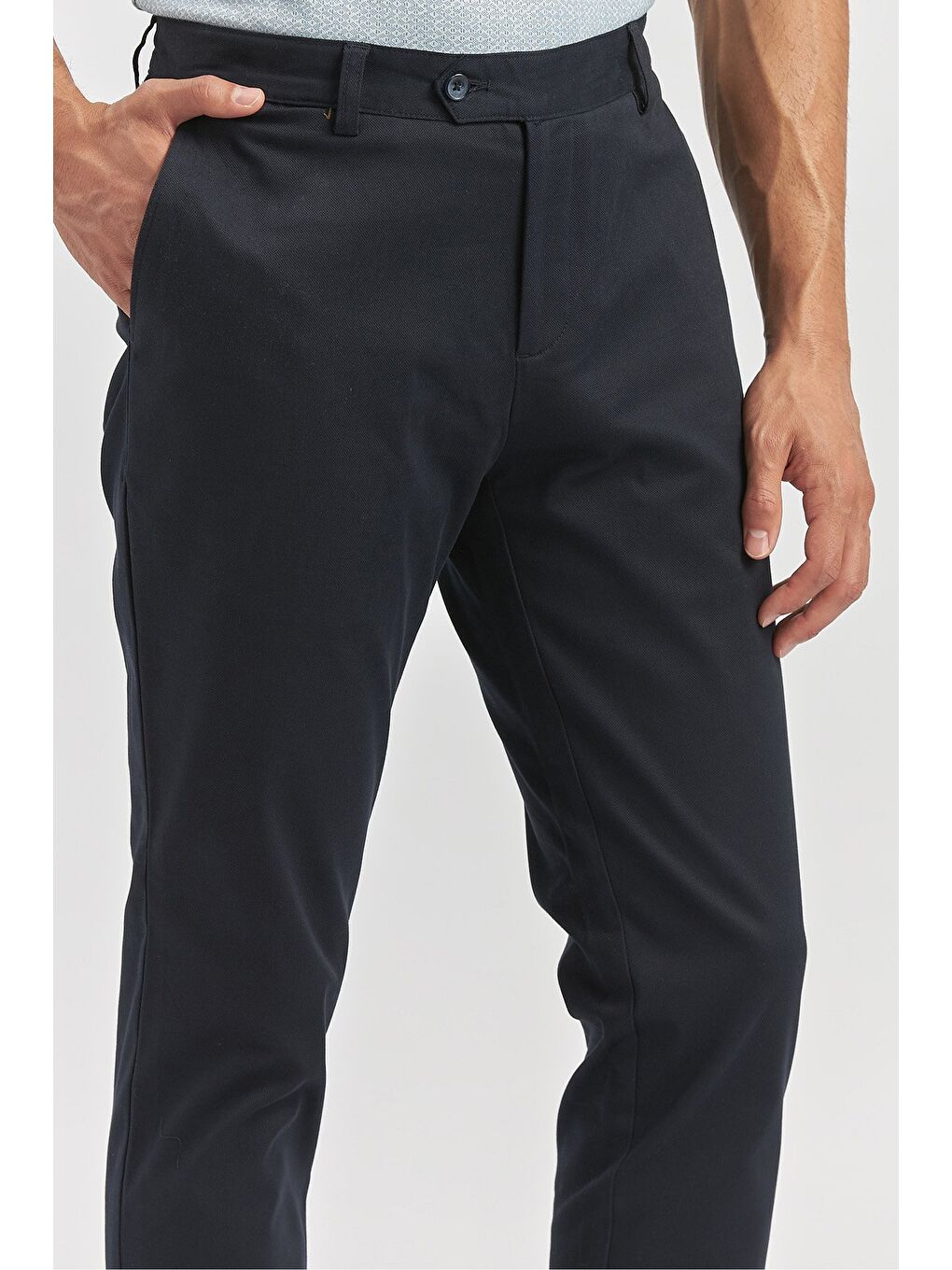 Koyu Lacivert Pamuklu Yandan Cepli Casual Slim Fit Chino Pantolon 1003240905-4