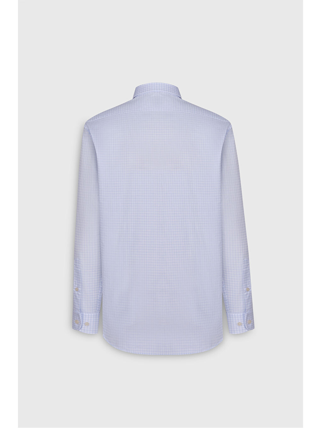 Erkek Mavi-Beyaz %100 Pamuk Comfort Fit Rahat Kesim Gizli Düğmeli Yaka Kareli Gömlek-8