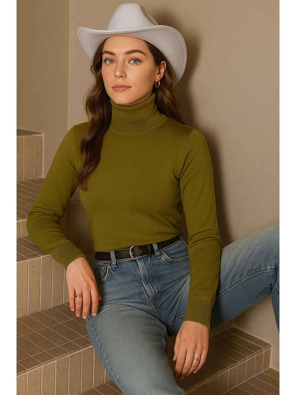 Yeşil Regular Fit Balıkçı Yaka Kazak 25K0780K1-3