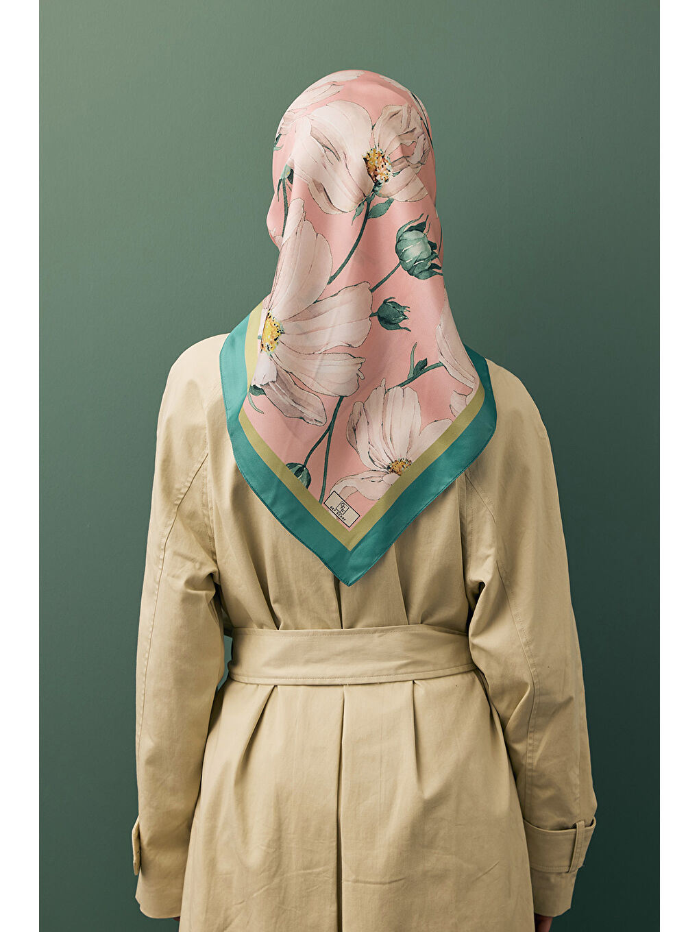 Pembe Twill İpek Eşarp Daisy Pudra-5