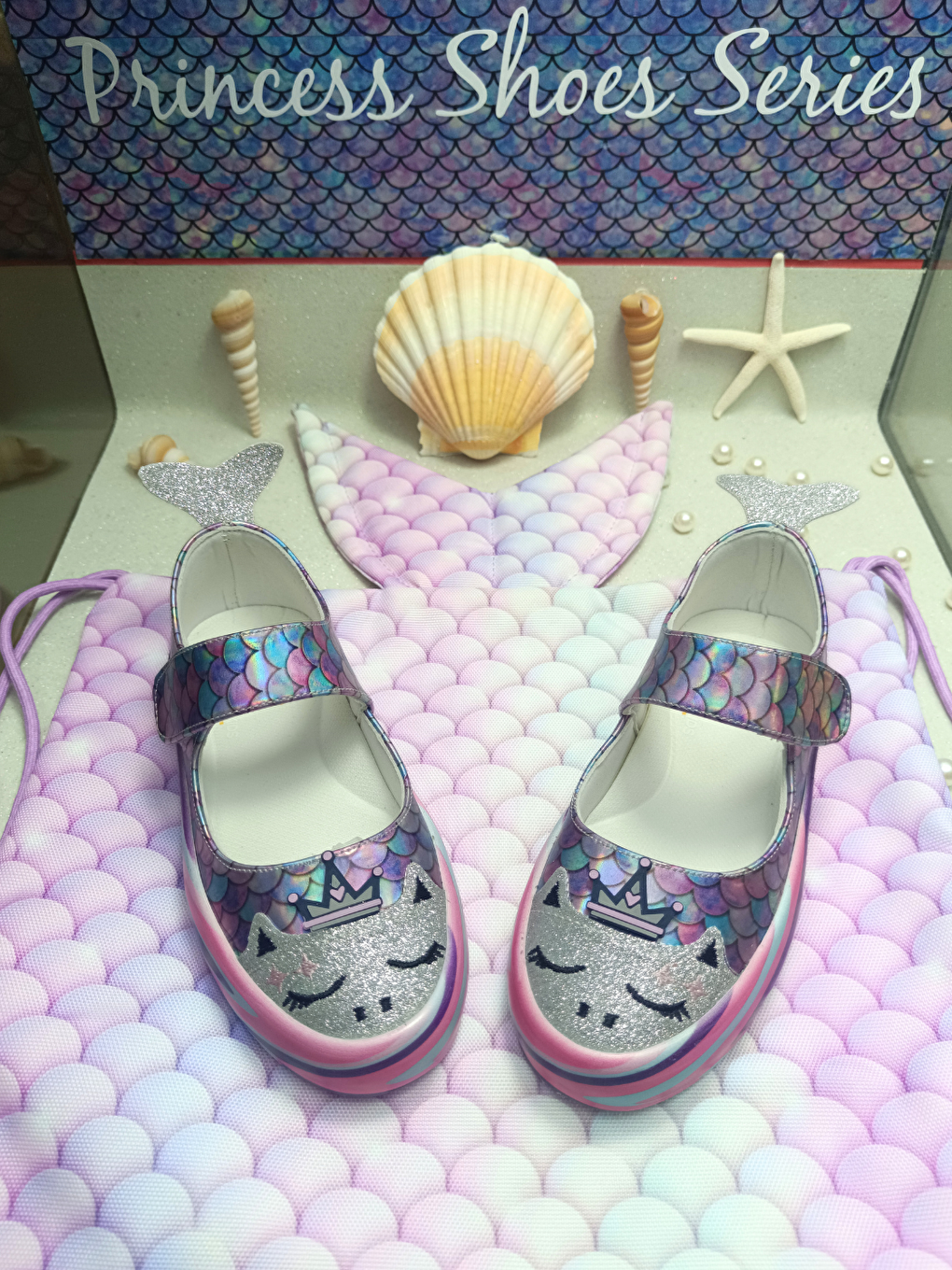 Lacivert Denizkızı Prenses Kız Çocuk Hologram Babet-4